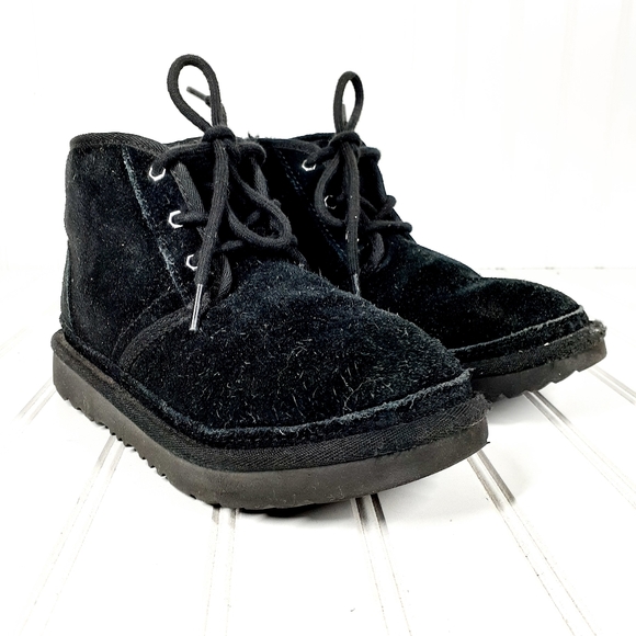 Kids UGG Neumel II Black Suede Lace Up Boot E738 - Picture 4 of 12